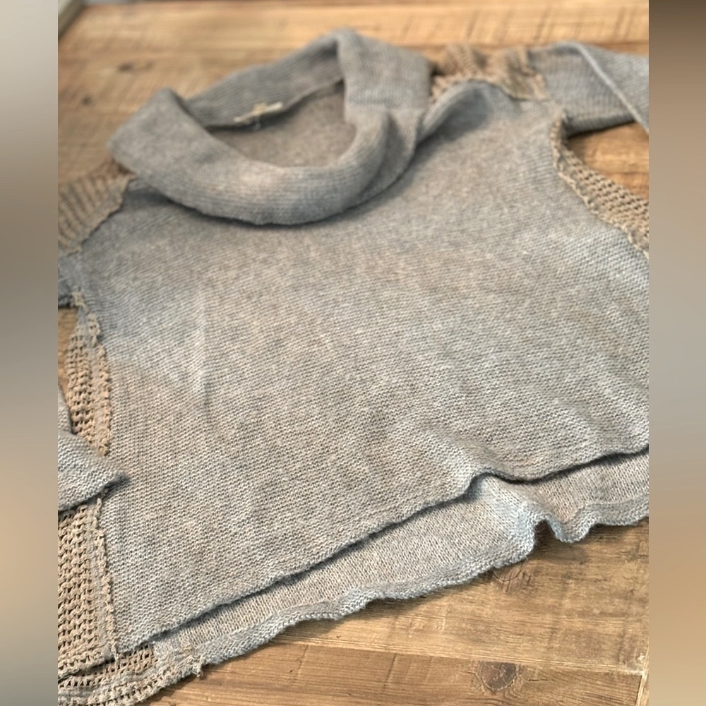 Mystree Buckle Cowl Neck Cozy Sweater. Textured 2-Tone Brown. Soft Comfy Sz.S